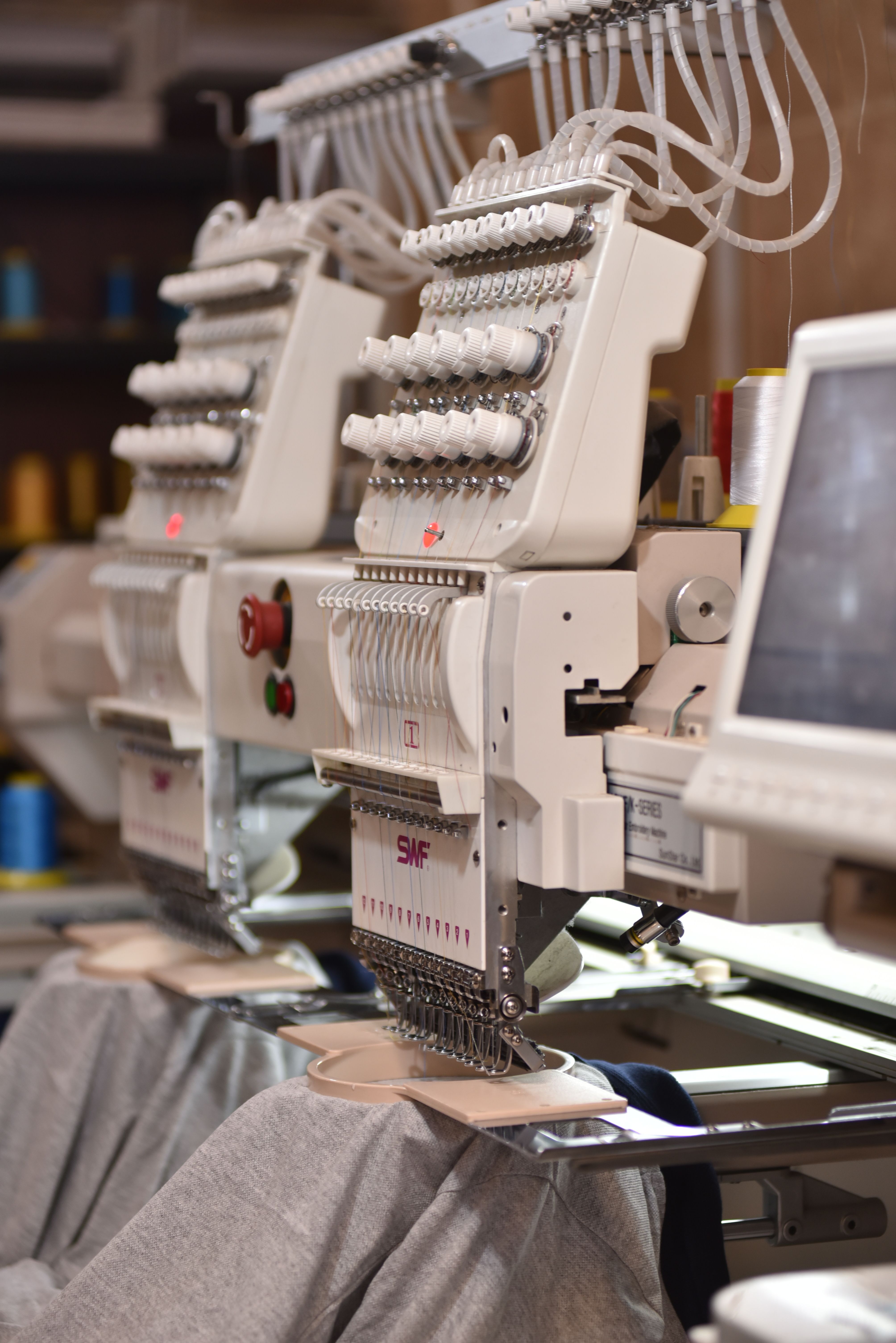 Custom embroidery machine at work